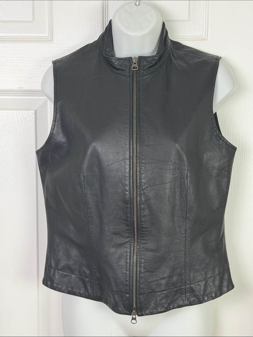 Nine West women’s leather full zip vest.